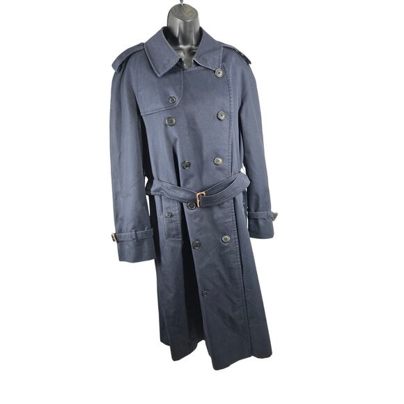Vintage Mens 52R Burberrys London Prorsum Navy Blue Classic Belted Trench Coat - Picture 3 of 11
